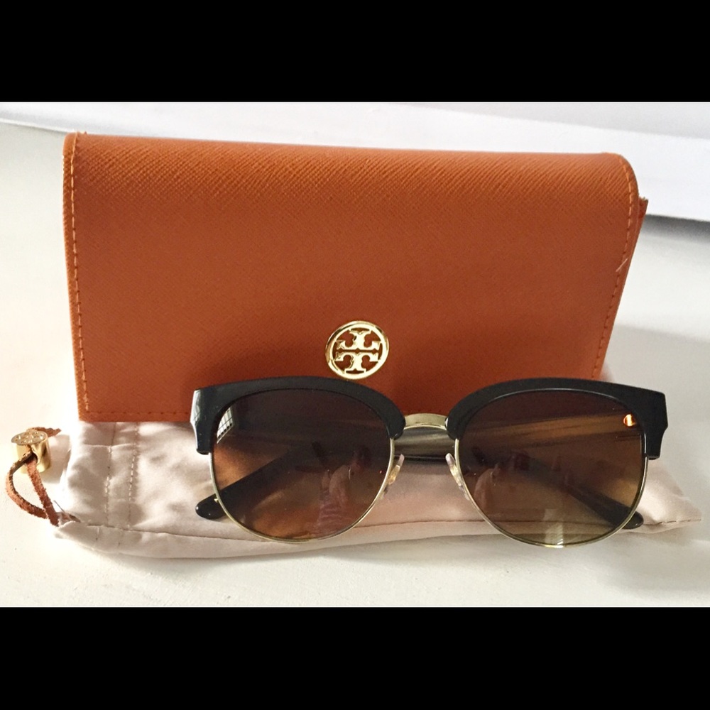 Tory Burch Round Pierced T Sunglasses